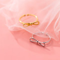 A32097 s925 sterling silver trendy bar adjustable bow hollowed ring