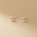 A43803 s925 sterling silver trendy sweet adjustable shell stud earrings