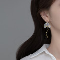 A35463 s925 sterling silver acrylic goldplated bar long earrings