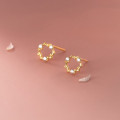 A36600 s925 sterling silver circle rhinestone earrings