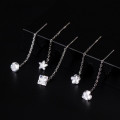 A42203 s925 silver rhinestone fringe string simple elegant earrings