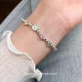 A43135 s925 silver bear flower charm trendy sweet cute bracelet