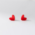 A44504 s925 sterling silver sweet cute trendy simple heart stud earrings