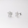 A44806 s925 silver stud christmas trendy rhinestone snowflake earrings