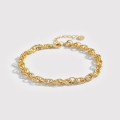 A34194 925 sterling silver simple fashion chic twist braided charm bracelet