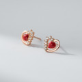 A39686 s925 sterling silver rhinestone heart hollowed stud grade elegant earrings