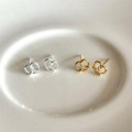 A38842 sterling silver cubic zirconia heart simple fashion stud earrings