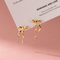 A42681 s925 sterling silver hollowed ribbon butterfly stud design earrings