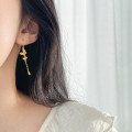 A45537 s925 sterling silver trendy sweet dainty double butterfly fringe stud earrings