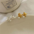 A37701 sterling silver pearl simple fashion stud earrings