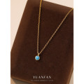 A43627 s925 sterling silver luxury green turquoise simple necklace