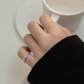 A36272 s925 sterling silver silver simple doublelayer unique adjustable ring