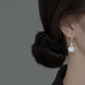 A34867 s925 sterling silver simple trendy rhinestone white flower sweet earrings