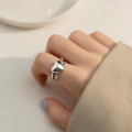 A36264 s925 sterling silver silver heart bar ring