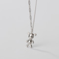 A38419 s925 sterling silver initial bear unique cute elegant necklace