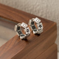 A43898 s925 sterling silver thai smilingface initial flower earrings
