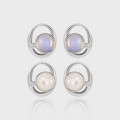 A42386 design elegant geometric circle hollowed white s925 sterling silver stud earrings