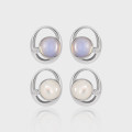 A42386 design elegant geometric circle hollowed white s925 sterling silver stud earrings