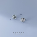 A33899 s925 sterling silver simple trendy rhinestone flower chic fashion unique earrings