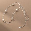 A40896 s925 sterling silver artificial pearl lip design necklace