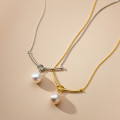 A37452 s925 sterling silver grade rope pearl elegant design necklace