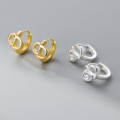 A40850 s925 sterling silver simple hollowed initial cute short earrings