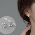 A35787 s925 sterling silver sweet rhinestoneC hollowed teardrop earrings