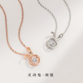 A39607 s925 sterling silver simple cute rhinestone rabbit fashion necklace