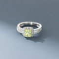 A43148 s925 sterling silver rhinestone square green cubic zirconia unique ring