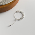 A39109 s925 silver trendy simple layered chain bar ring
