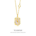 A38802 design sterling silver vintage gold cubic zirconia necklace