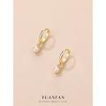 A43639 s925 sterling silver bead unique fashion hoop simple dainty earrings