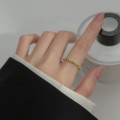 A36577 s925 sterling silver fashion vintage green rhinestone goldplated ring