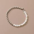A36049 s925 sterling silver irregular pearl charm bracelet