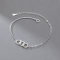 A36458 s925 sterling silver simple circle charm bracelet