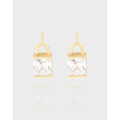 A39884 design square cubic zirconia stud sterling silver s925 earrings