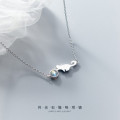 A32996 s925 sterling silver simple unique moonstone necklace