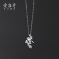A31210 s925 sterling silver trendy rhinestone chic leaf necklace