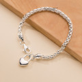 A38271 s925 sterling silver heart charm trendy design elegant bracelet