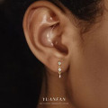 A44450 s925 sterling silver geometric square rhinestone stud simple trendy earrings
