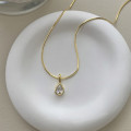 A43888 s925 sterling silver teardrop cubic zirconia simple trendy necklace