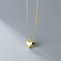 A42894 s925 sterling silver simple heart heartshape pendant necklace