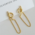 A41394 sterling silver twist string earrings simple elegant stud earrings