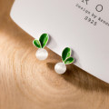A36805 s925 sterling silver opal green earrings