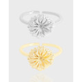 A43642 double layered flower sterling silver s925 adjustable ring