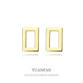 A35674 s925 sterling silver smallins simple hollowed square earrings