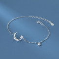 A34957 s925 sterling silver sparkling stars moon charm bracelet