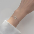 A36064 s925 sterling silver fashion sweet circle rhinestone charm bracelet