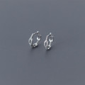 A34703 s925 sterling silver simple rhinestone oval geometric hollowed chi earrings