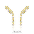 A44601 s925 sterling silver rhinestone clipon fashion fringe trendy simple earrings
